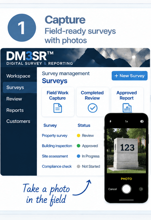 DM3SR workflow step 1: Capture field-ready surveys with photos