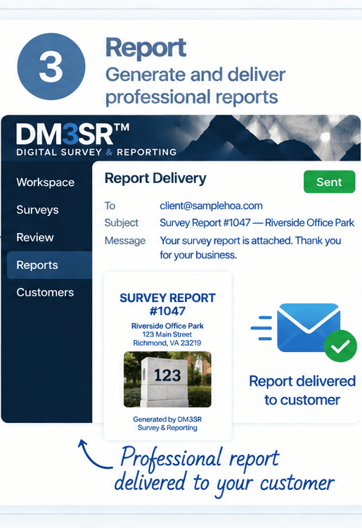 DM3SR workflow step 3: Generate and deliver professional reports